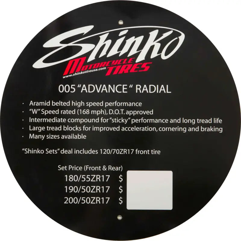 005 ADVANCE INSERT Shinko Tire Display Sign 005 Advance wps-87-4998