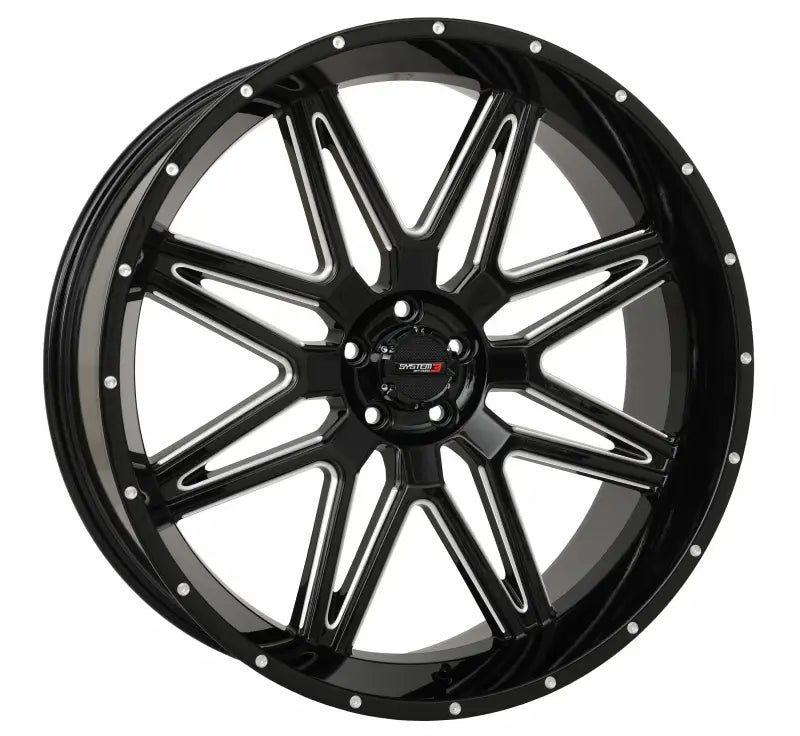 24S3-7255 System 3 St7 Wheel 24X9 5+4 (0Mm) 5/4.5 Gloss Black Milled wps-3-247255