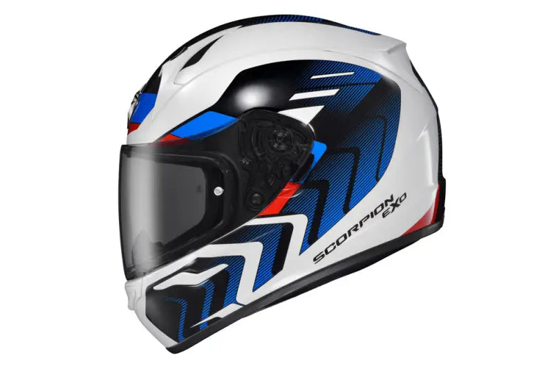 32-4014 Scorpion Exo Exo-R320 Full-Face Helmet Alchemy White/Blue/Red Md wps-75-2336m