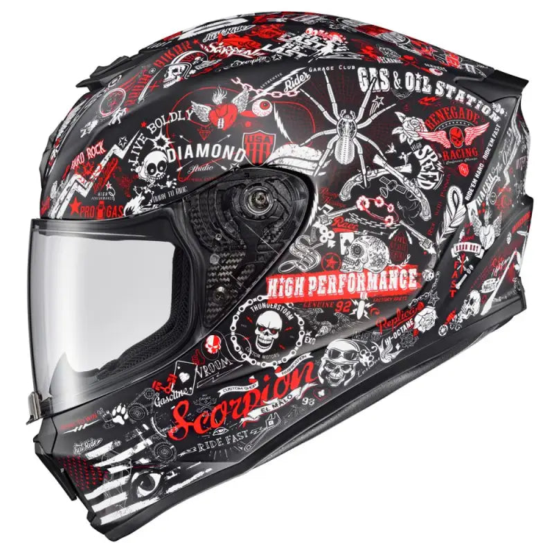 42-2226 Scorpion Exo Exo-R420 Full-Face Helmet Shake Ii Black/White Xl wps-75-2361x