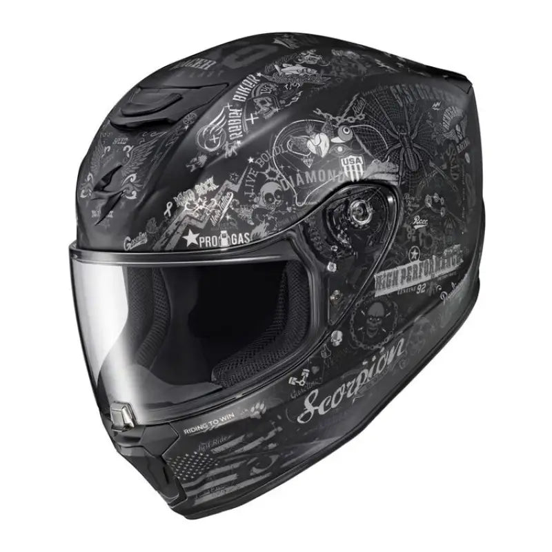 42-2227 Scorpion Exo Exo-R420 Full-Face Helmet Shake Ii Black/White 2X wps-75-23612x