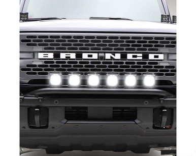Ford Bronco Black Front Bumper Top LED Kit with 6 3" LED Light Pods by Zroadz