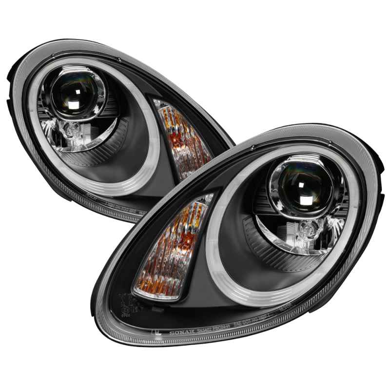 Spyder Porsche Cayman 05-08 Headlights - Halogen Model Only - DRL LED - Black PRO-YD-P98705-DRL-BK 5083197