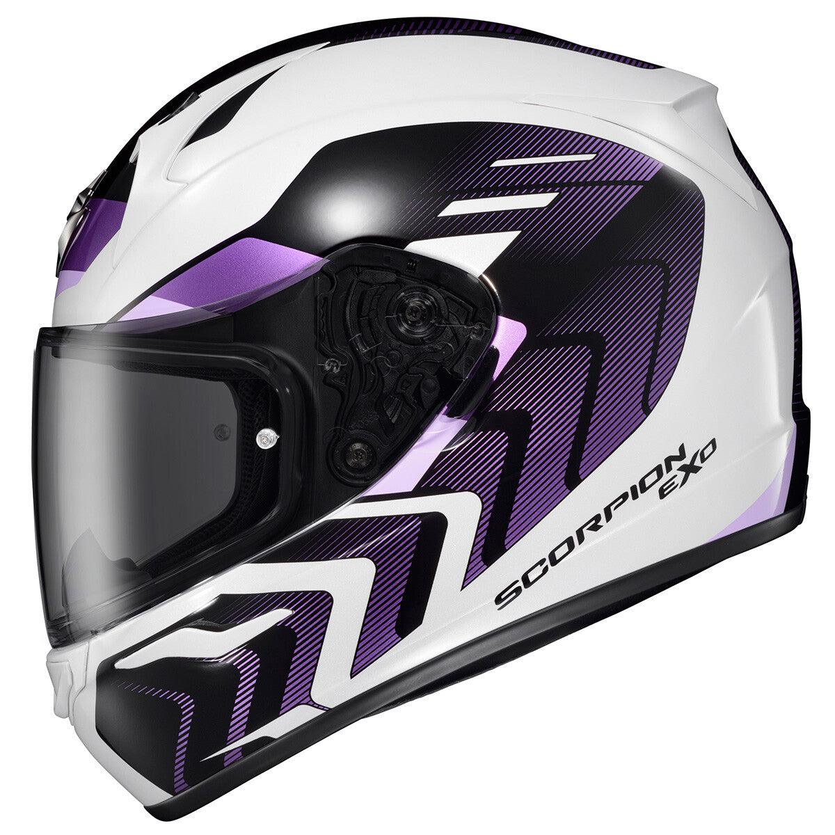 32-4044 Scorpion Exo Exo-R320 Full-Face Helmet Alchemy White/Purple Md WPS-75-2339M