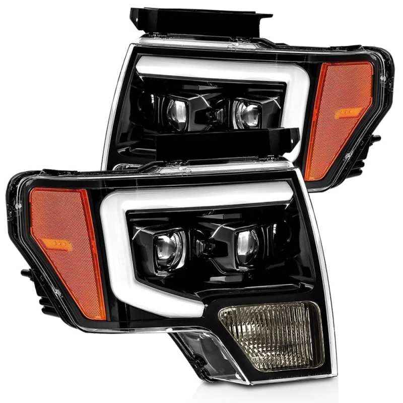 AlphaRex 09-14 Ford F-150 PRO-Series Proj Headlights Plank Style Gloss Blk w/Activ Light/Seq Signal 880116