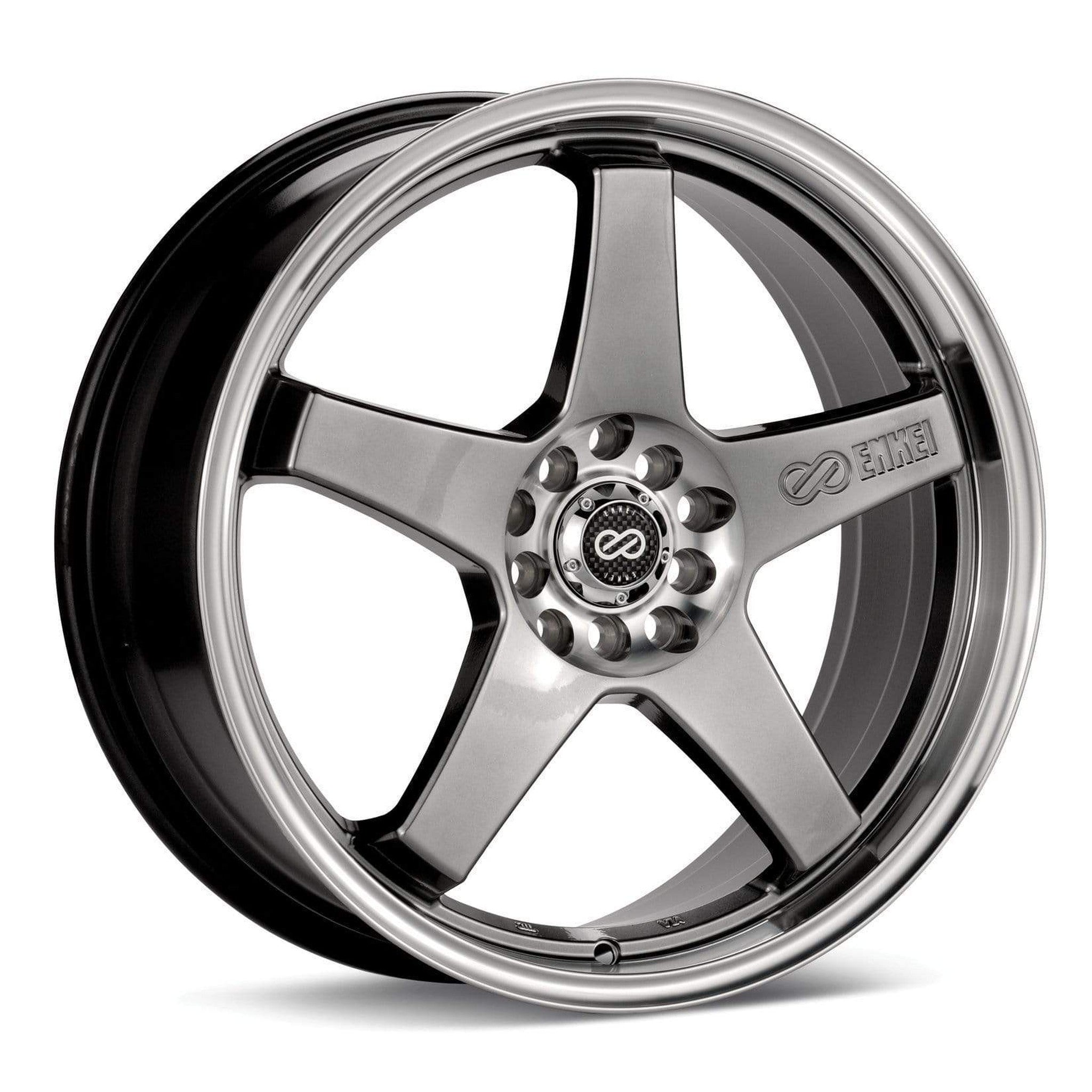 Enkei EV5 18x7.5 5x105/110 38  Diameter Hyper Black w/ Machined Lip | 446-875-5238HB