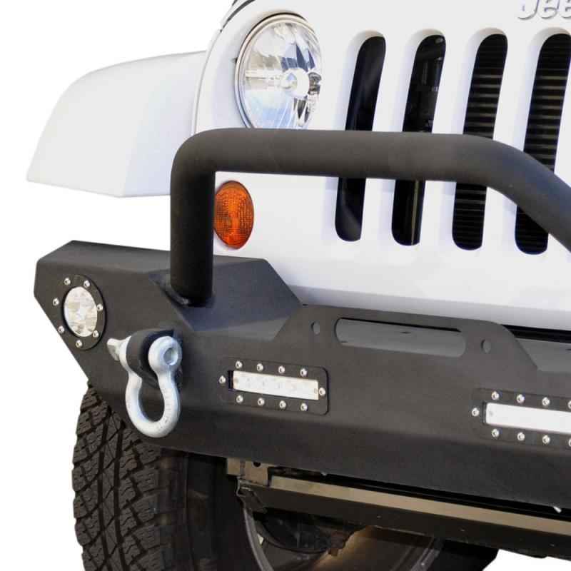 DV8 Offroad 07-18 Jeep Wrangler JK/JL FS-7 Mid Length Steel Front Bumper w/ LED Lights FBSHTB-07