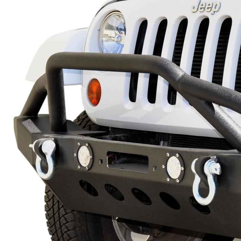 DV8 Offroad 07-18 Jeep Wrangler JK/JL FS-8 Mid Length Steel Front Bumper w/ LED Lights FBSHTB-08