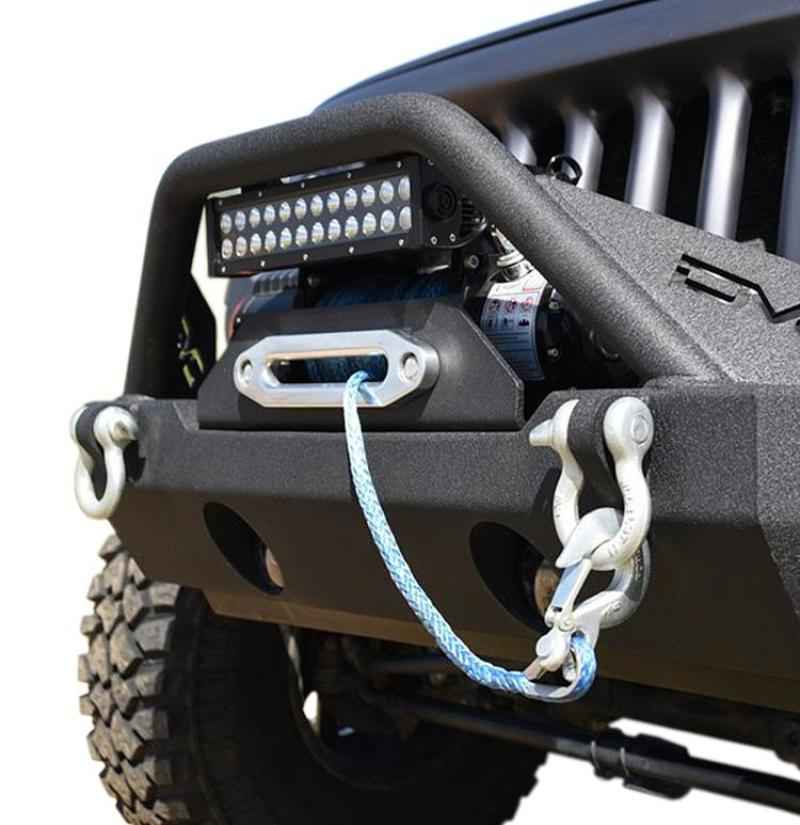 DV8 Offroad 07-18 Jeep Wrangler JK/JL FS-15 Steel Stubby Front Bumper w/ Fog Lights FBSHTB-15