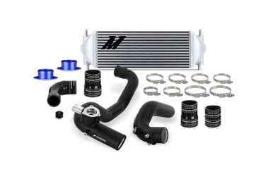 Ford Bronco 2.7L Stock Location Int Kit Micro Wrinkle Black Pipes, Silver Cooler by Mishimoto