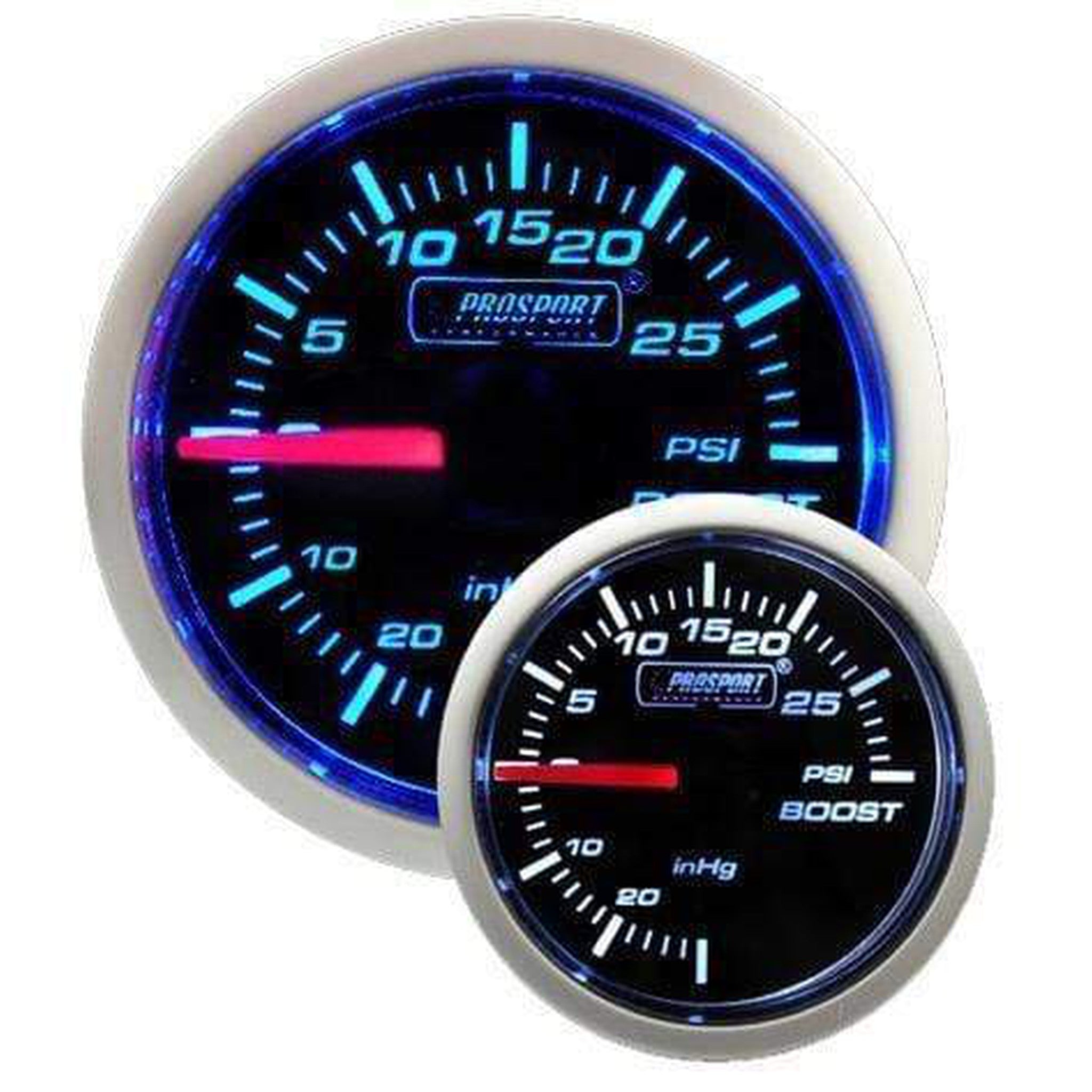 Prosport Performance 52mm Electrical Boost Gauge - Blue/White