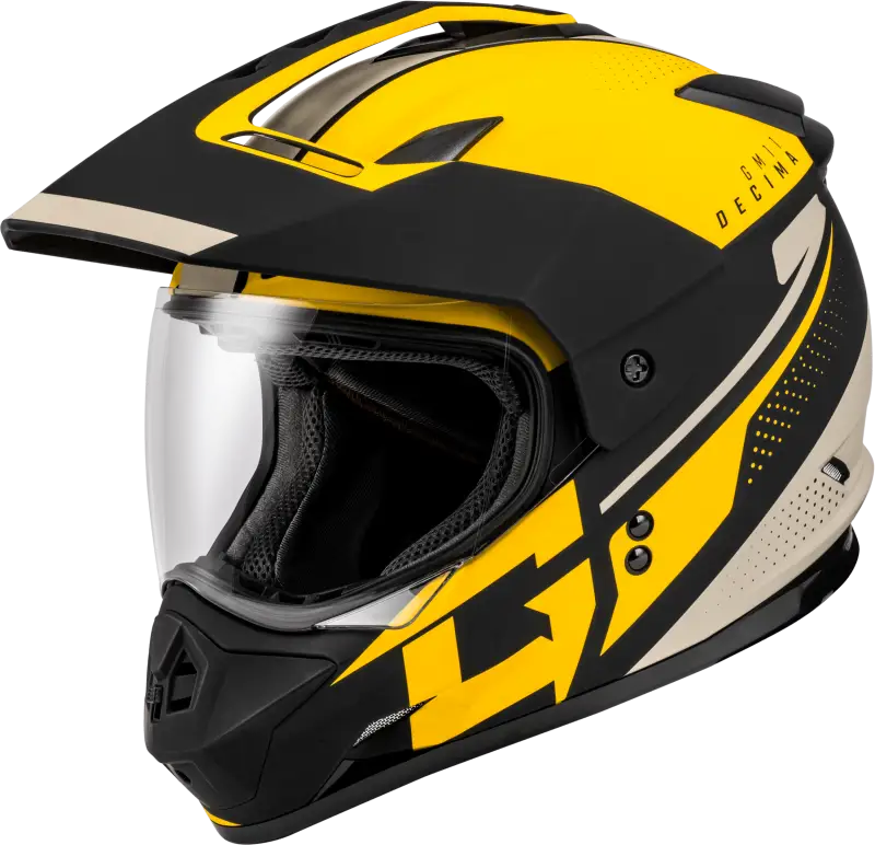 A11161224 Gmax Gm-11 Decima Helmet Matte Black/Yellow/Grey Sm wps-72-7258s