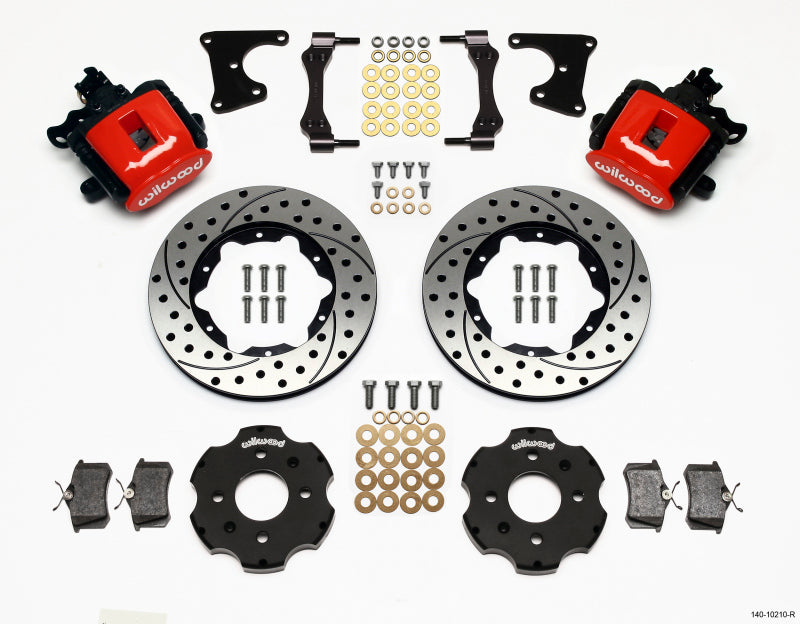 Wilwood Combination Parking Brake Rear Kit 11.00in Drilled Red Civic / Integra Drum 2.71 Hub Offset wil140-10210-DR