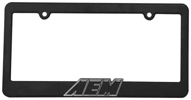 AEM License Plate Frame - Black w/ White Lettering 10-400w-1