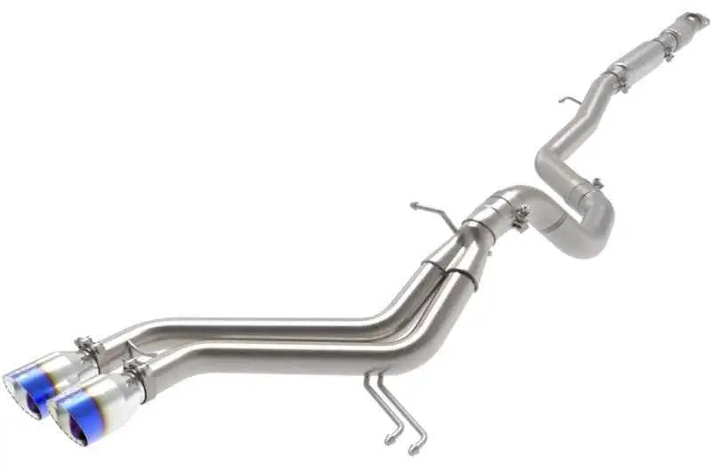aFe Takeda 2-1/2in SS-304 Cat-Back Exhausts w/ Blue Flame Tips 13-17 Hyundai Veloster L4-1.6L 49-37018-l