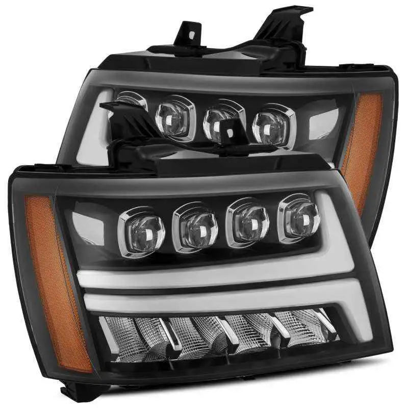 AlphaRex 07-13 Chevy Avalanche NOVA LED Proj Headlights Plank Style Gloss Black w/Activ Light/DRL 880287