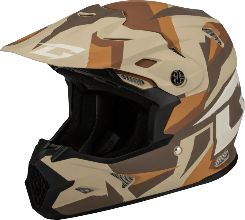 D39611417 Gmax Mx-96 Splinter Helmet Matte Brown/Tan/White Xl wps-72-7368x
