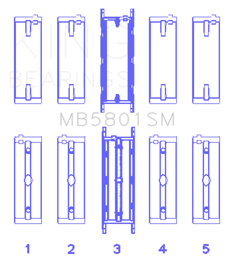 King BMW N63/S63 (Size +0.50mm) Crankshaft Main Bearing Set kingmb5801sm0-5