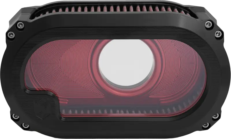 NXT-01BR Kens Factory Nxt Lvl M8 Air Cleaner W/Glass Black W/Red wps-563-03135
