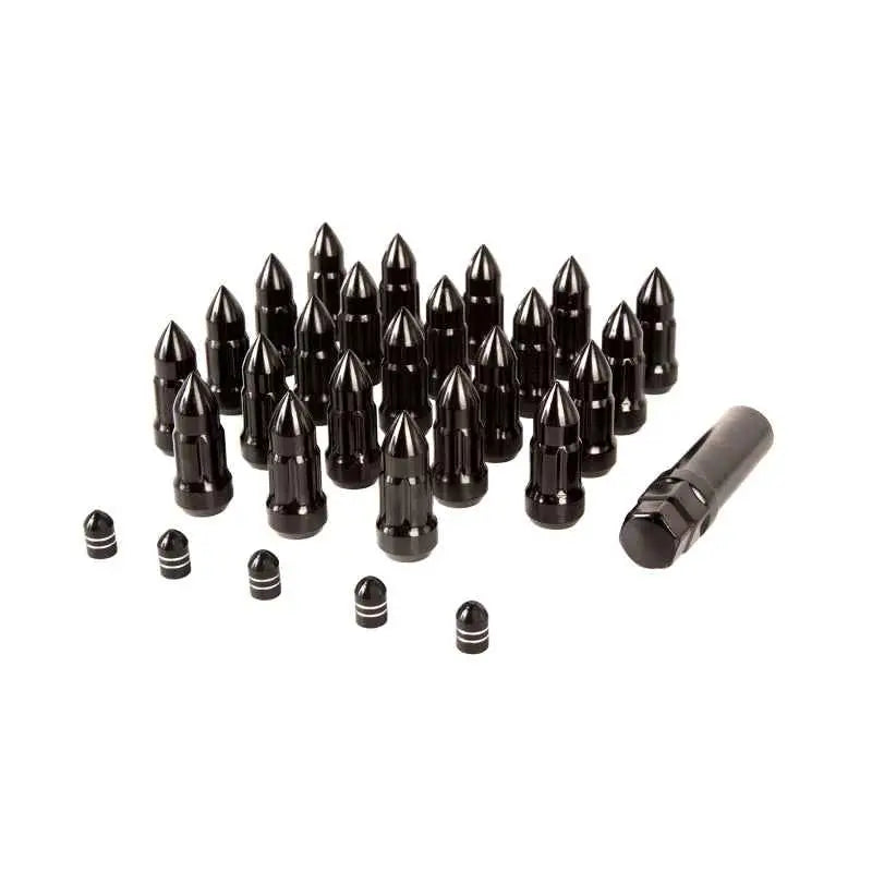 Rugged Ridge Bullet Lug Nut and Valve Stem Cap Kit Black 1/2-20 16715-27