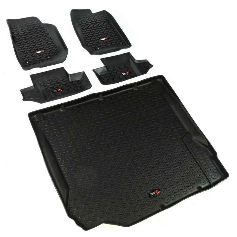 Rugged Ridge Floor Liner Front/Rear/Cargo Black 2007-2010 Jeep Wrangler JK 2 Dr 12988-02