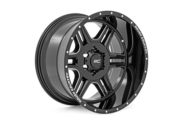 Ford Bronco One-Piece Gloss Black Machined 92 Series Wheel 20x12 by Rough Country