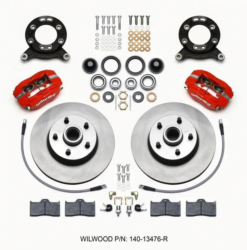 Wilwood Forged Dynalite-M Front Kit 11.30in 1 PC Rotor&Hub Red 1965-1969 Mustang Disc & Drum Spindle wil140-13476-r