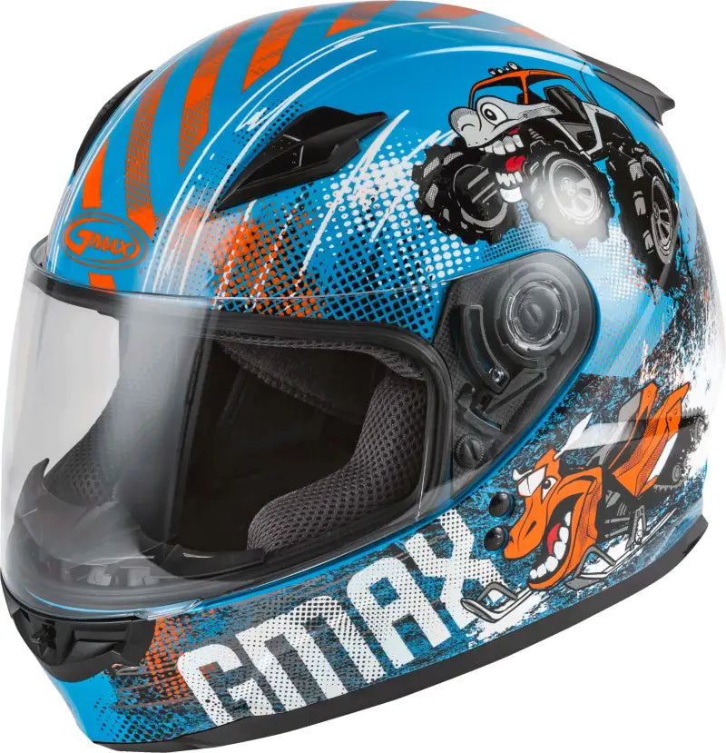 Youth Gm 49y Beasts Full Face Helmet Blue/Orange/Grey Ym wps-72-4994ym