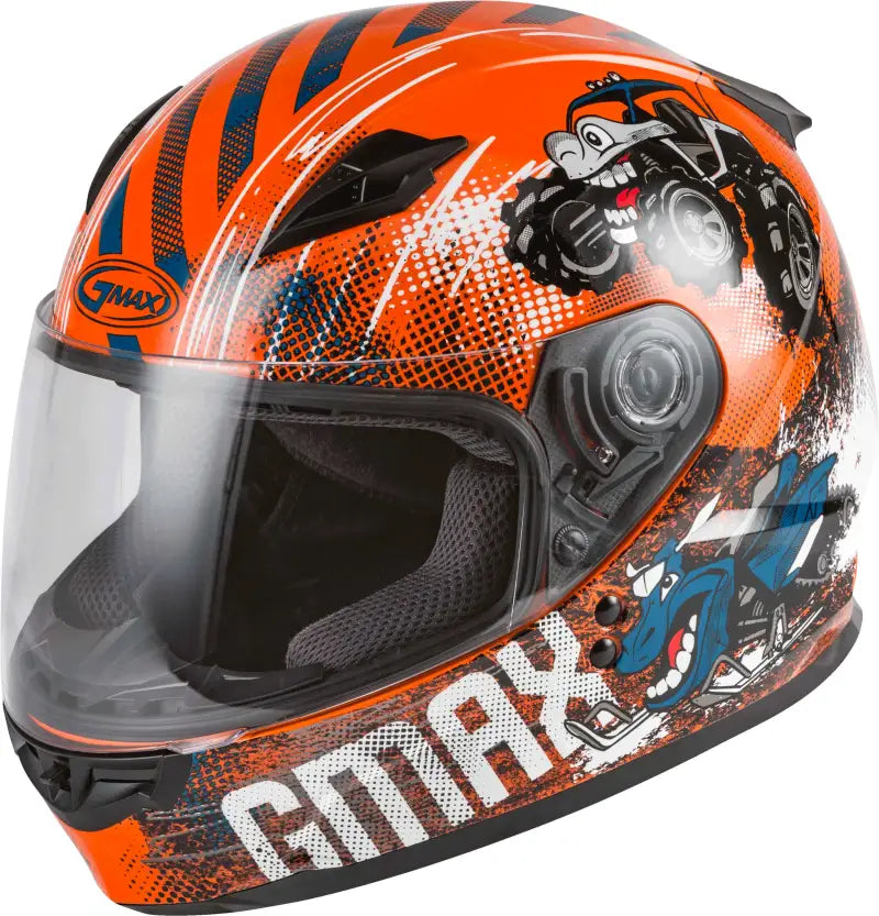Youth Gm 49y Beasts Full Face Helmet Orange/Blue/Grey Ym wps-72-4995ym