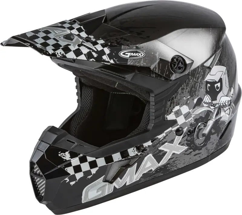 Youth Mx 46y Off Road Anim8 Helmet Dark Silver/Black Ym wps-72-6640ym