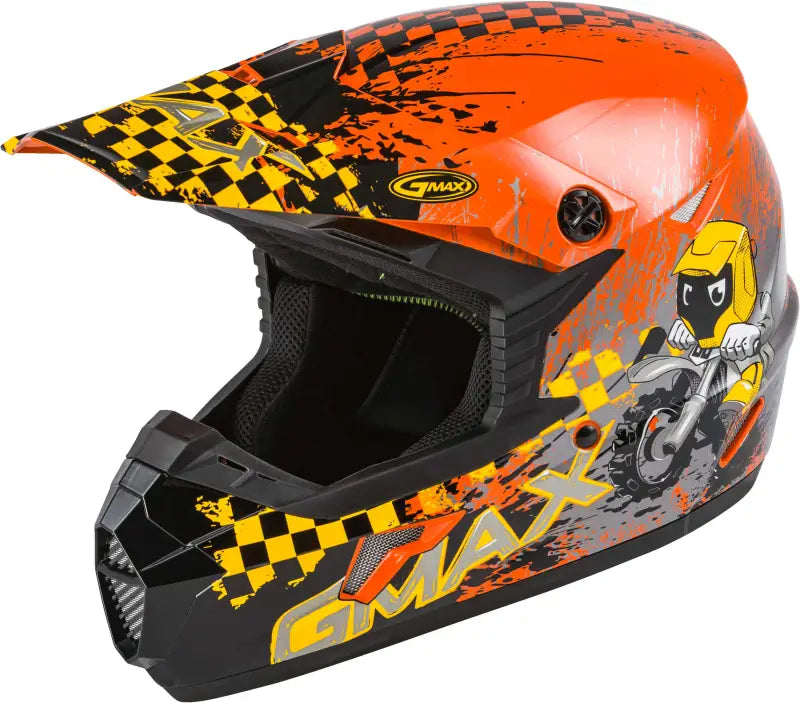 Youth Mx 46y Off Road Anim8 Helmet Orange/Yellow/Silver Ys wps-72-6641ys