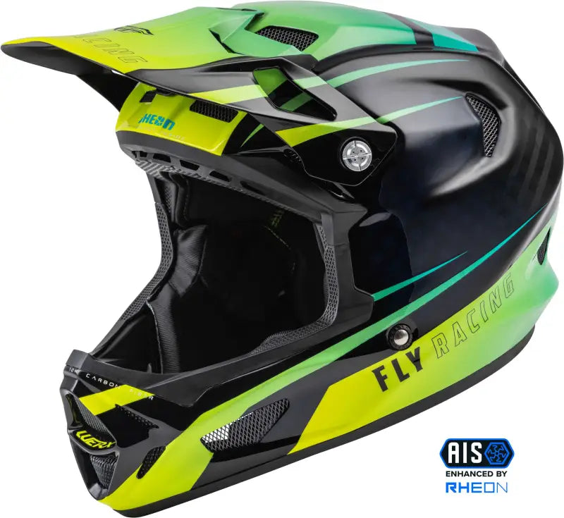 Youth Werx R Carbon Helmet Hi Vis/Teal Carbon Yl wps-73-9223yl